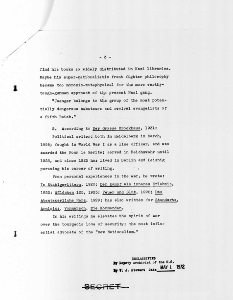 “Memorandum on Ernst Jünger,” p. 3